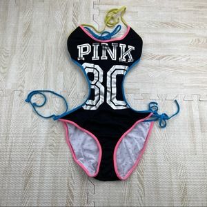 VS Pink Black Pink Silver Monokini Swim Suit M